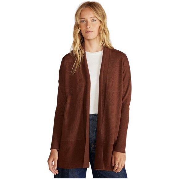 Amour Vert Bailey Wool Sweater Coat Open Front - Espresso Brown Women's M NWT - Picture 1 of 16